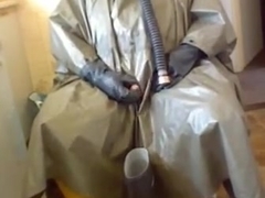 Another rubber poncho wank