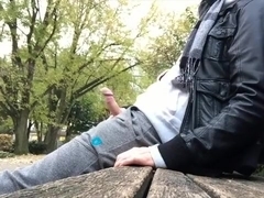 Caverject injection, went to PUBLIC PARK, jerking and CUMMIN