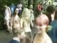 2 hot sexy girls flashing nude in public loveparade germany
