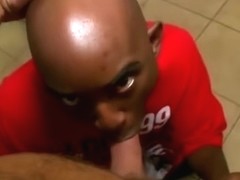 Black guy blows a white penis