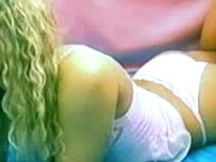 Hawt blond in nature's garb with miniature breasts