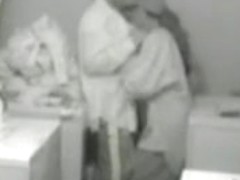 Lesbian cuties caught having sex on a laundry room spy cam