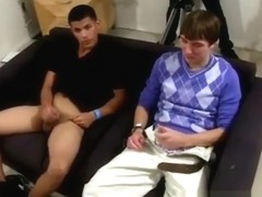 Loser gets dared to wank two gays cocks