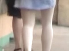 Girl in jeans dress sexy upskirt video of long legs 07ze