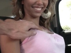 Gorgeous young mommy Carina Devoe sucks my lucky dick on the way to my home