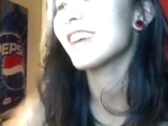 Punk rock gothic slut going wild on webcam - snake