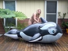 Monroe on a whale in the Rain