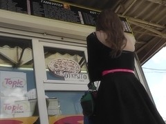 Upskirt video with young angel in the black dress