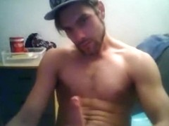 Gorgeous guys shows his ass and cums