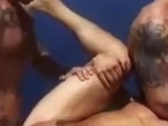 Three hunky dudes fuck outdoors