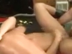 three muscle men have sex