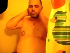 Spreading asshole and taking hot soapy shower