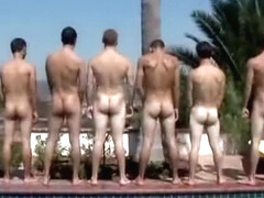 Guys naked at the pool