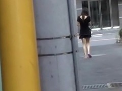 Skirt sharking with a little bit of pussy hair of an Asian