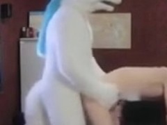 a wolf breeds his pup bareback