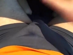 Pinspot cum through Lycra boxers