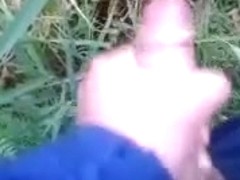 girl masturbates in woods - big cumshot