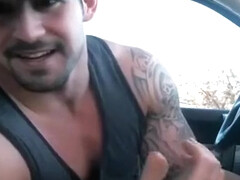 redneck jerks off in car on cam