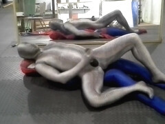zentai croc humps his spiderman dummy