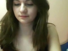 So sexy brunette girlfriend make a great webcam strip fun video