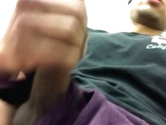 Huge cock jerkin off during restroom break