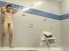 Muscular Asian marine takes a long shower
