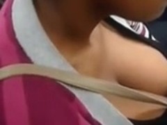 Jiggling Black Tits in Train