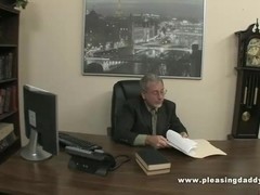 Blond slut fucks old horny boss