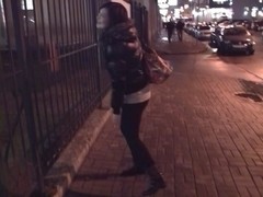 Girl does bj in restroom and gets sperm on super sexy ass