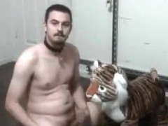 ******playing with a standing plush