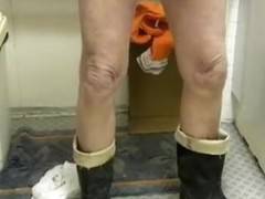 nlboots - dark boots orange socks white lengthy johns