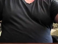 Dad's chest and abdomen, jerk off and cum