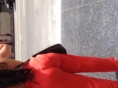 Sexy Mexican ass in orange dress