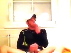 Sportsboy jerking in shiny adidas with poppers, sox, sneax