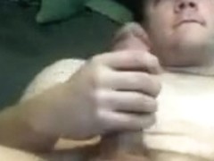 College guy strokes his big dick