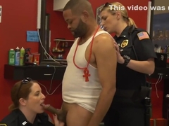Horny officers arrive at barbershop to suck and fuck criminal
