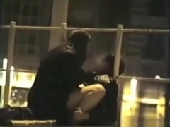 Voyeur tapes a partyslut fucking her one night stand on the pier in public