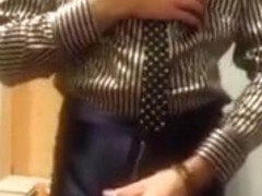 Cumming on leather boots
