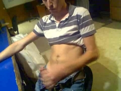 Hot teen boy strokes big cock on cam