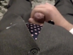 Wank & cum on suit & tie (evening)