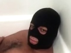 cub/pup pissing himself in the tub then jerks off