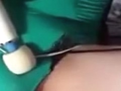 JORGINA - IN GREEN SILK WITH HUGE DILDO BALLS FIRST IN ASS