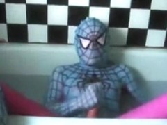 Sexual Wetlook Washroom 9: Light Blue & Pink Spiderman Zentai