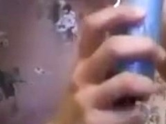 Amateur girlfriend toys and gives a blowjob with cumshot