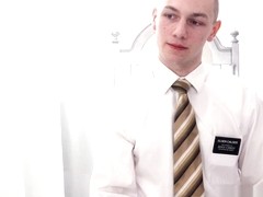 Mormon elder strokes his pupils cock while fingering him