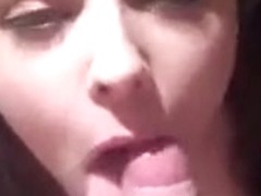 Gorgeous brunette sucking cock while giving me a sexy look