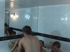 Sexy college couples fucking heavily in one baths