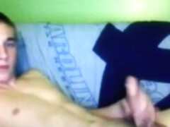 Cute guy jerks off his cock on cam