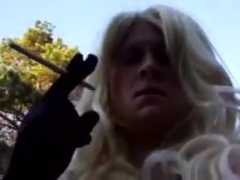 Busty Satin Maid  120s Outdoors