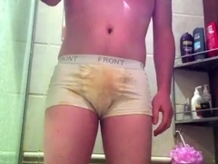 Piss and cum in dirty underwear